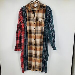 Better Be Grunge Holiday Party Mixed Plaid Cottagecore Prep Red Midi Dress S